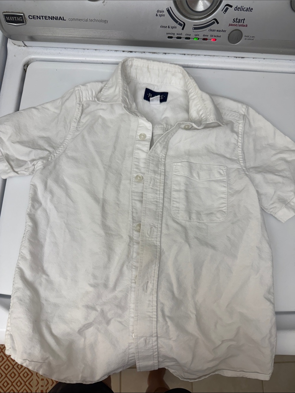 Place White Short-Sleeve Button Down Shirt